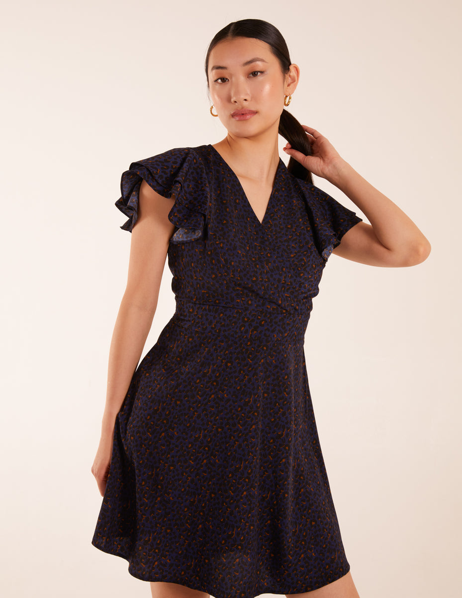 Mini ruffled leopard dress
