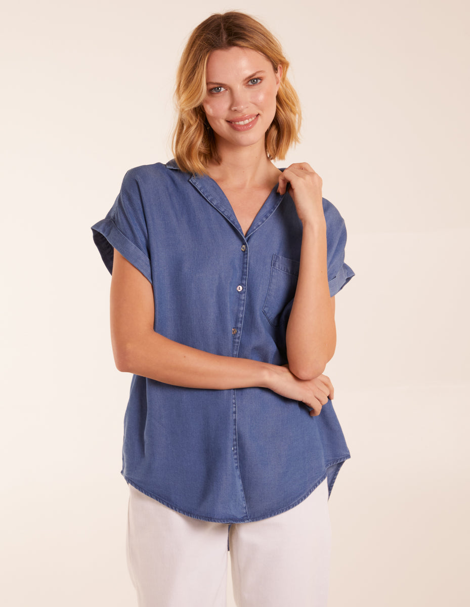 Be A Rockstar Tencel Button Down Top
