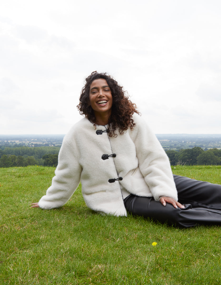 Nordic Faux Fur Collared Jacket Cream main image 1