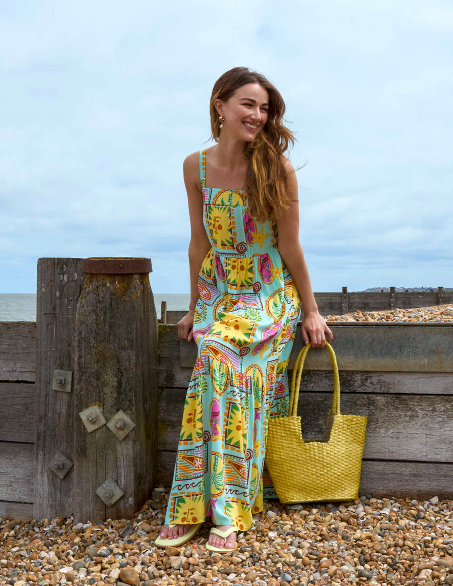 South Pacific Strappy Back Maxi Dress Floral Blue