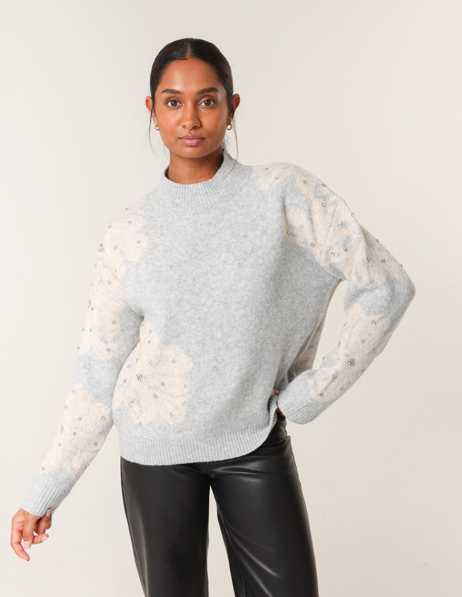 5011029 Rose-Grey Patterned Jumper