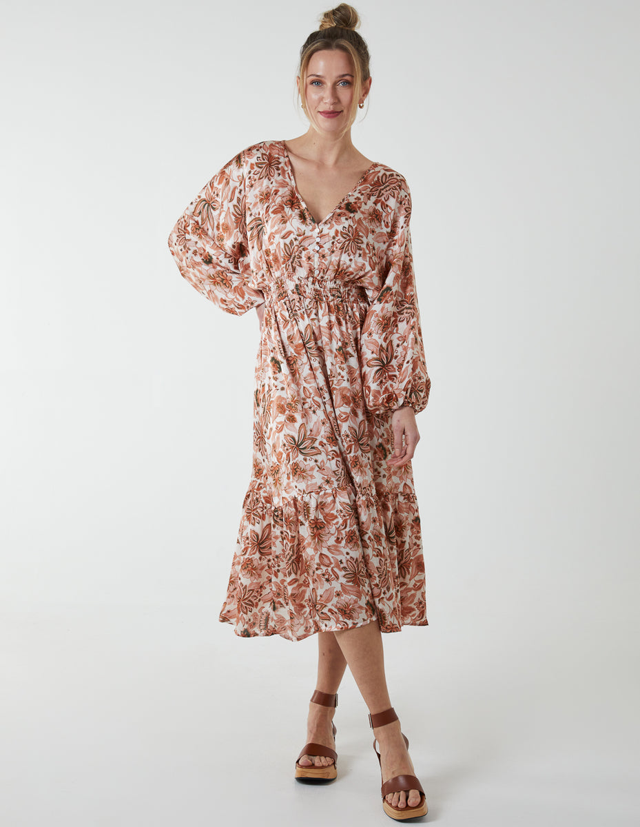 sachin and babi light blue dress Olive Oasis Plain Balloon Sleeve V Neck Satin Chiffon Mix Midaxi Dress