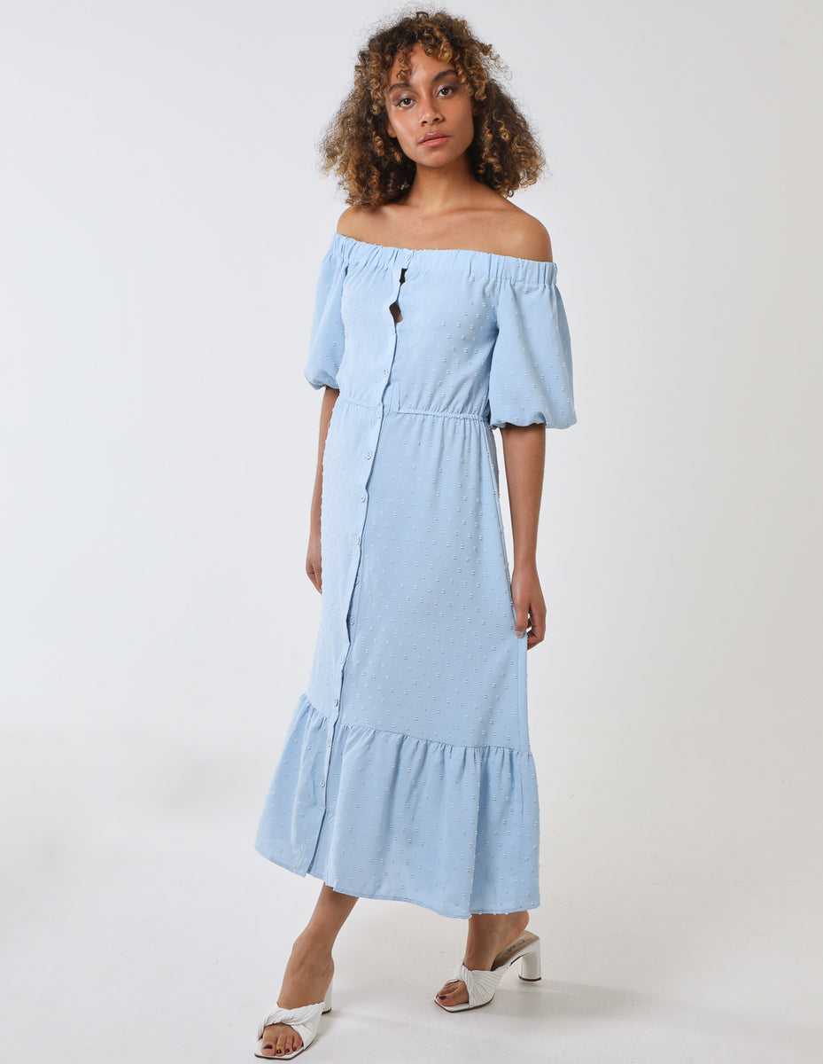 Light blue dress 2024 off the shoulder