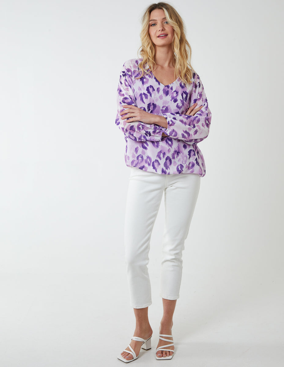 Leopard Print Blouse under $50, Lady in Violet