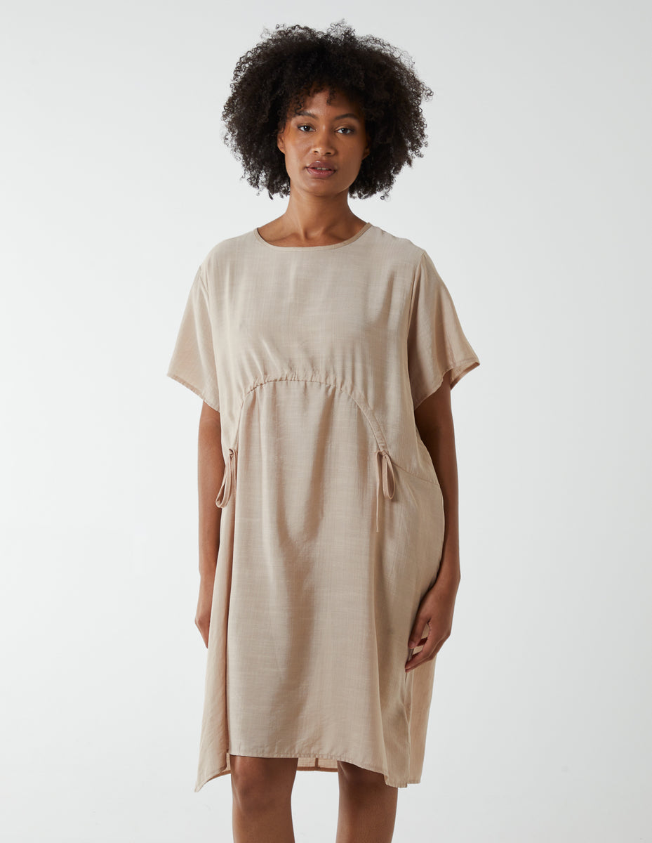 Stone | Cocoon Dress With Side Pockets | Blue Vanilla