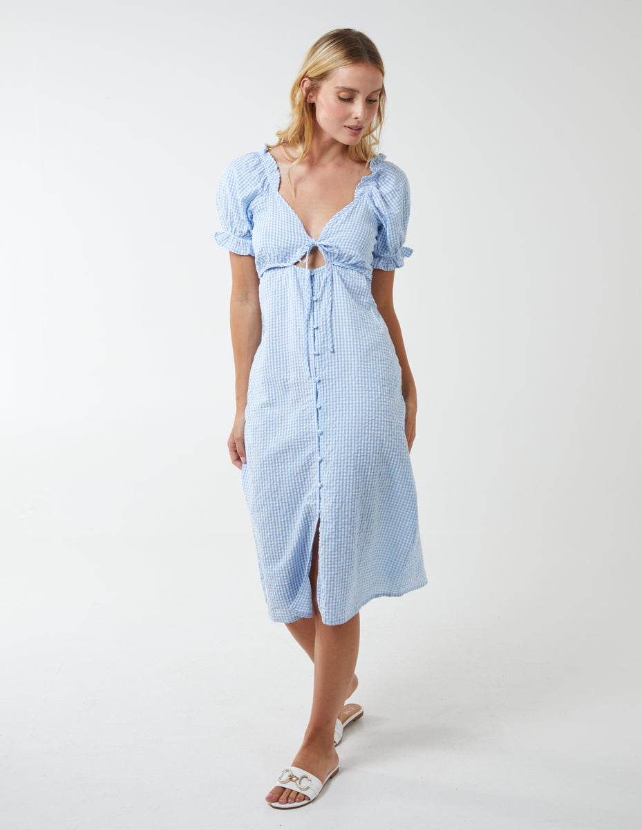 Light Blue | Milkmaid Cut Out Midi Dress
