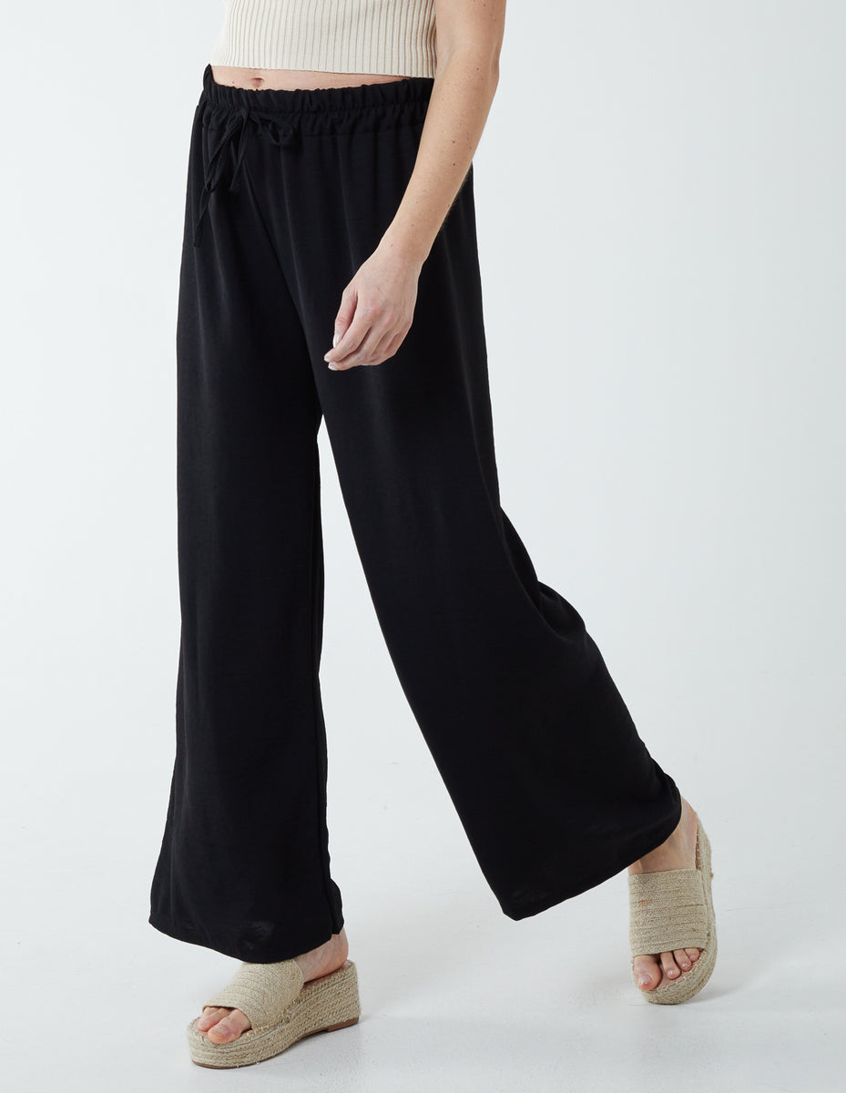 新しい到着 UNSPOKEN Waist ribbon wide pants ブルーL カジュアル