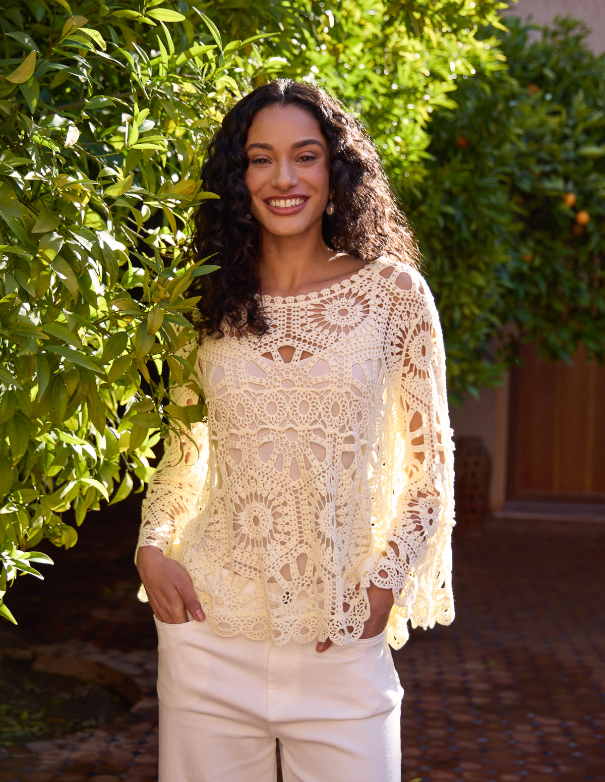 Lemon | Crochet Top With Flared Sleeves | Blue Vanilla Lemon | Crochet Top With Flared Sleeves | Blue Vanilla