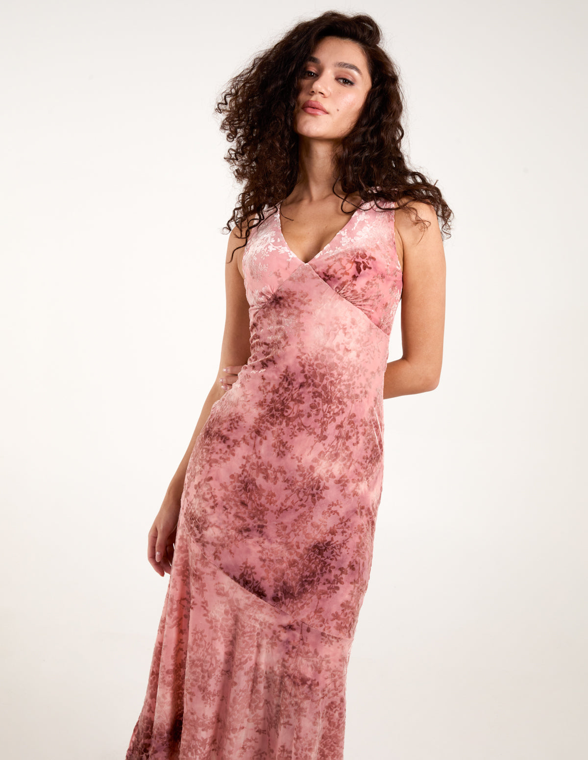 Pink | Luxe Devore V Neck Maxi Dress | Blue Vanilla Pink | Luxe Devore V Neck Maxi Dress | Blue Vanilla
