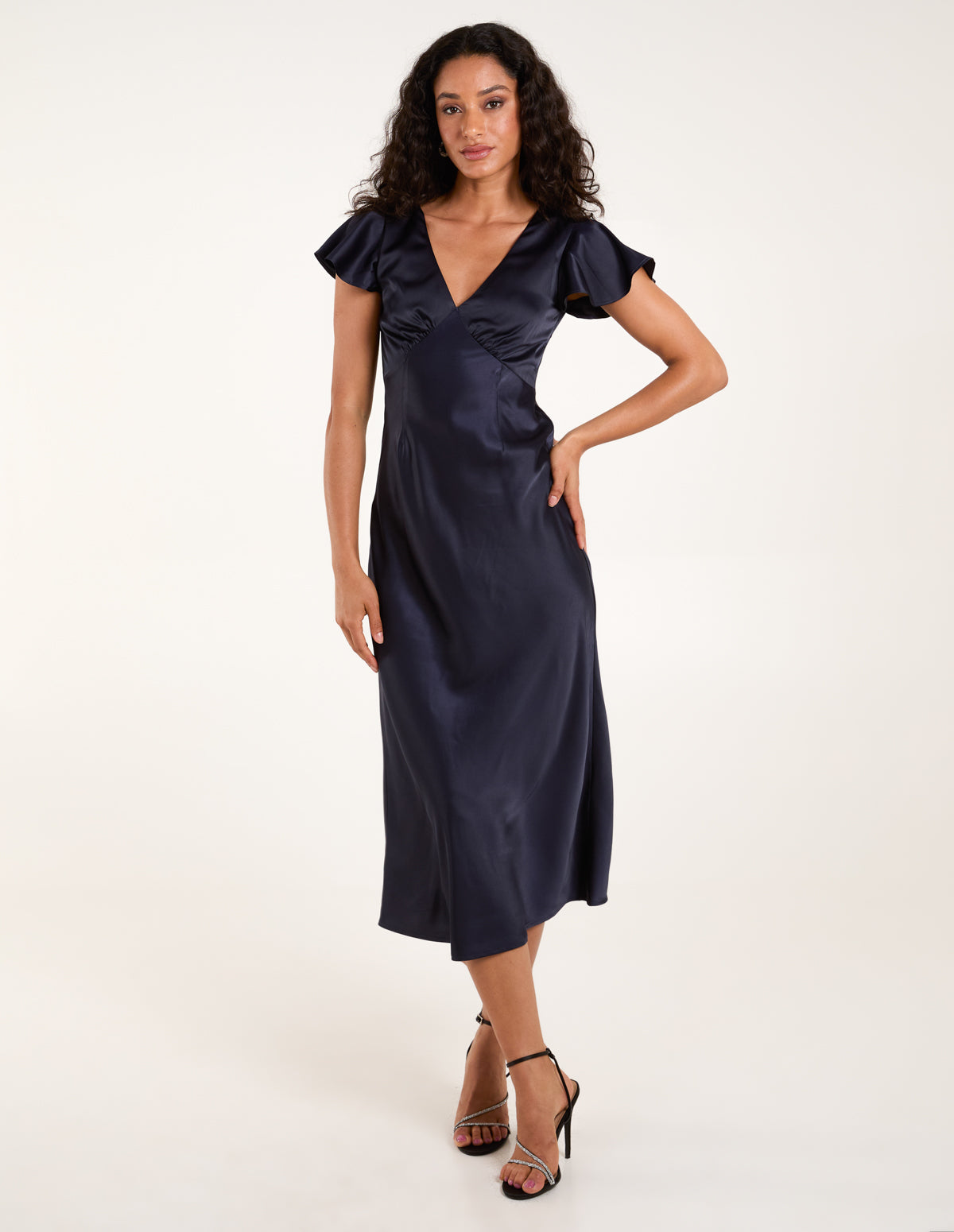 Navy | Luxe Angel Sleeve Midi Dress | Blue Vanilla Navy | Luxe Angel Sleeve Midi Dress | Blue Vanilla