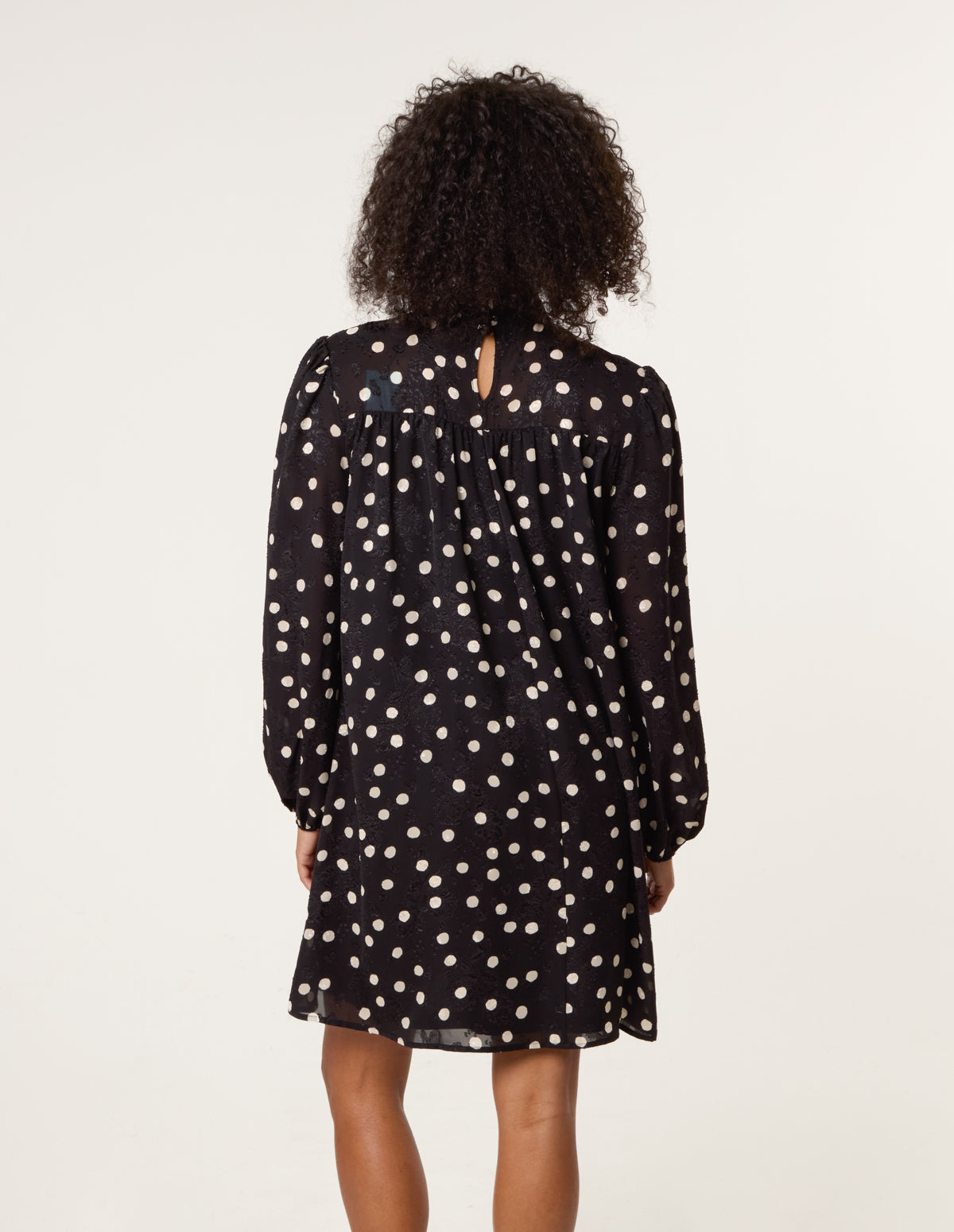 Black | Polka Dot Tie Neck Smock Dress | Blue Vanilla Black | Polka Dot Tie Neck Smock Dress | Blue Vanilla