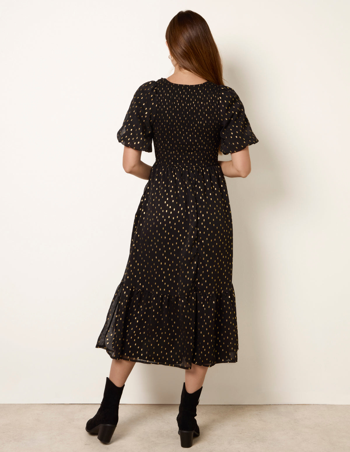 Black | Gold Foil Midi Dress | Blue Vanilla Black | Gold Foil Midi Dress | Blue Vanilla