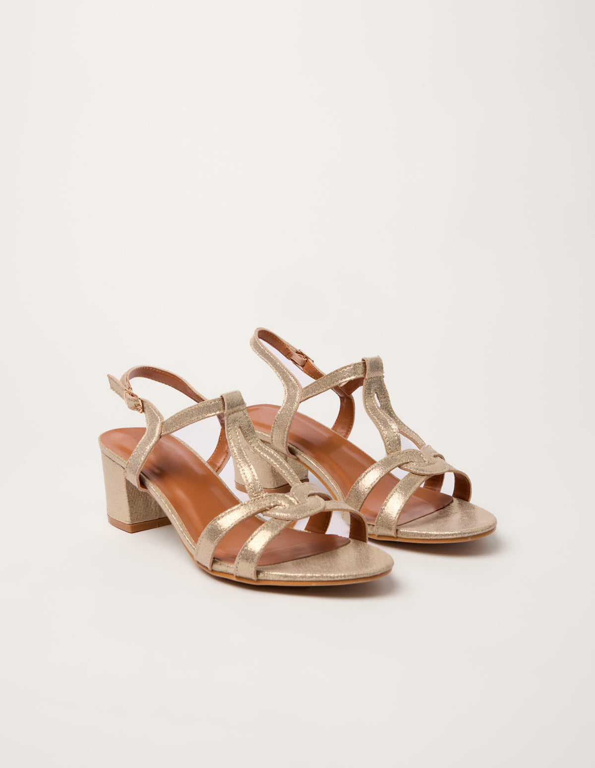 Gold Short Heel Sandals Gold Short Heel Sandals