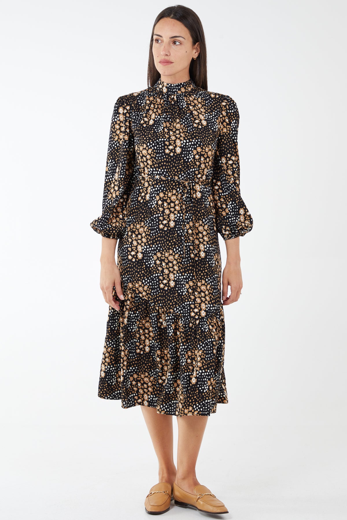 High Neck Tie Back Midi Dress High Neck Tie Back Midi Dress
