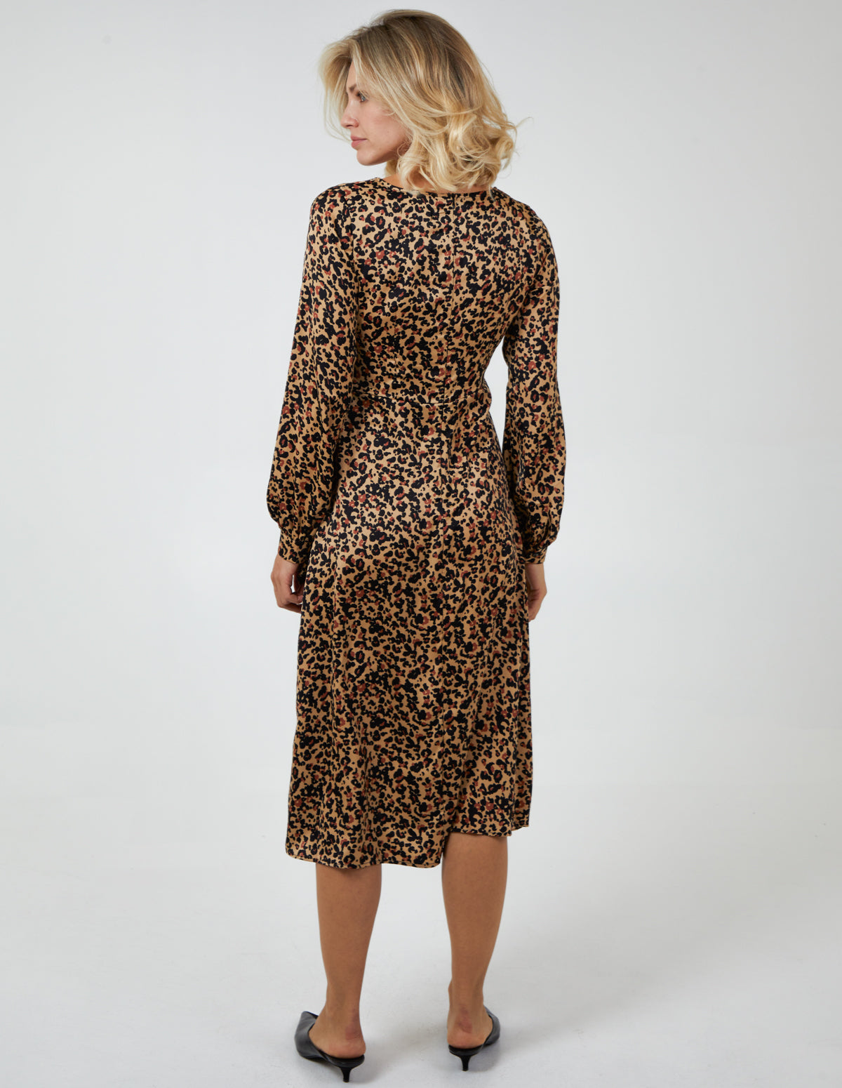 Brown | Leopard Print Wrap Midi Dress | Blue Vanilla Brown | Leopard Print Wrap Midi Dress | Blue Vanilla