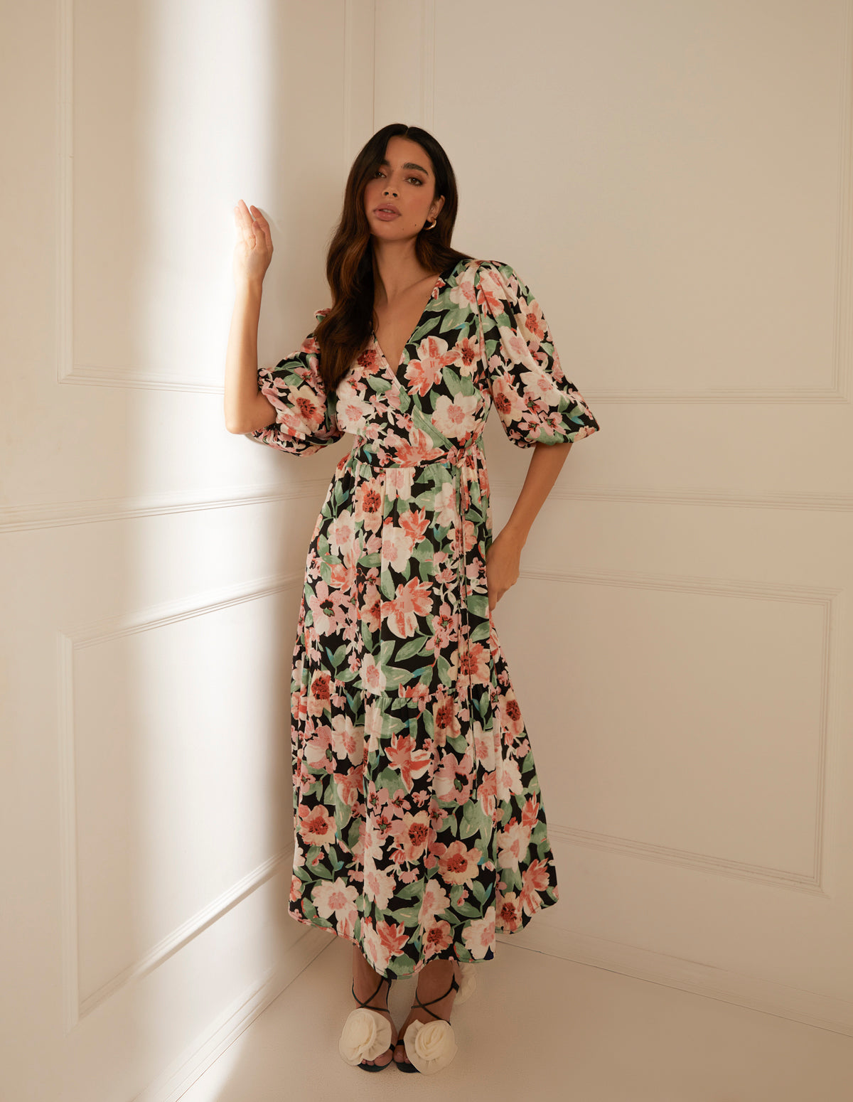 floral smock dress Oversized Wrap Floral Smock Dress