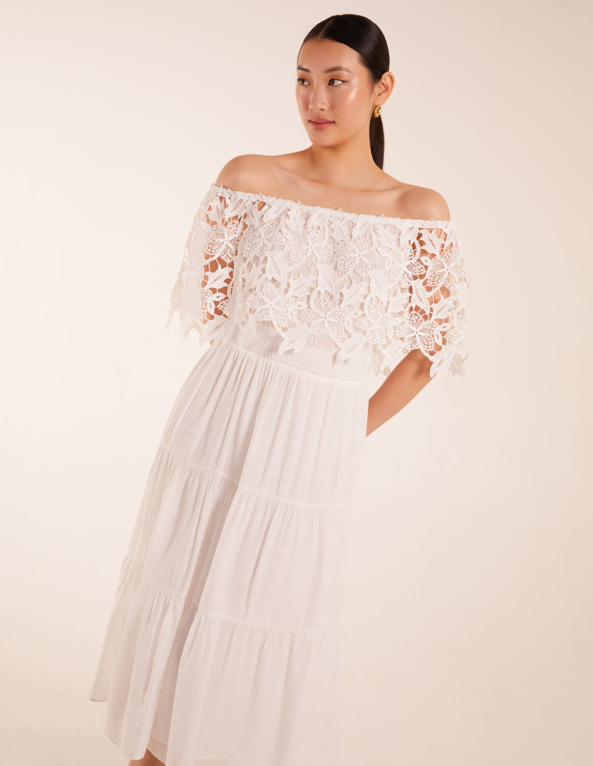 shirred lace dress Catherines Women's Plus Size Shirred Lace Flounce Dress