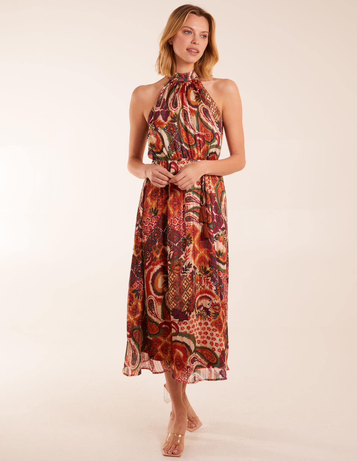 Paisley Halter Neck Tassel Detail Midi Dress Paisley Halter Neck Tassel Detail Midi Dress