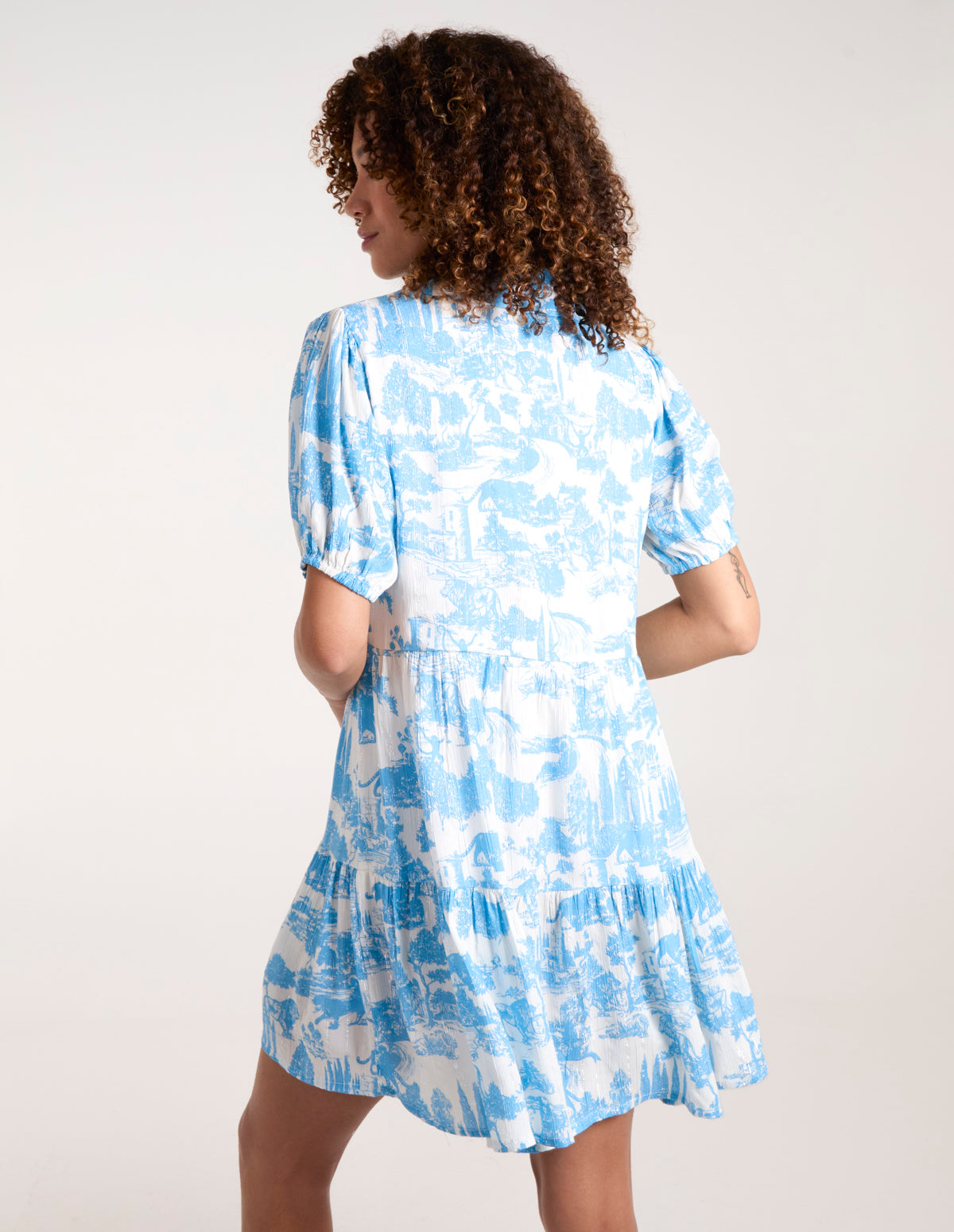 Blue | Mini Smock Chinoiserie Shirt Dress | Blue Vanilla Blue | Mini Smock Chinoiserie Shirt Dress | Blue Vanilla