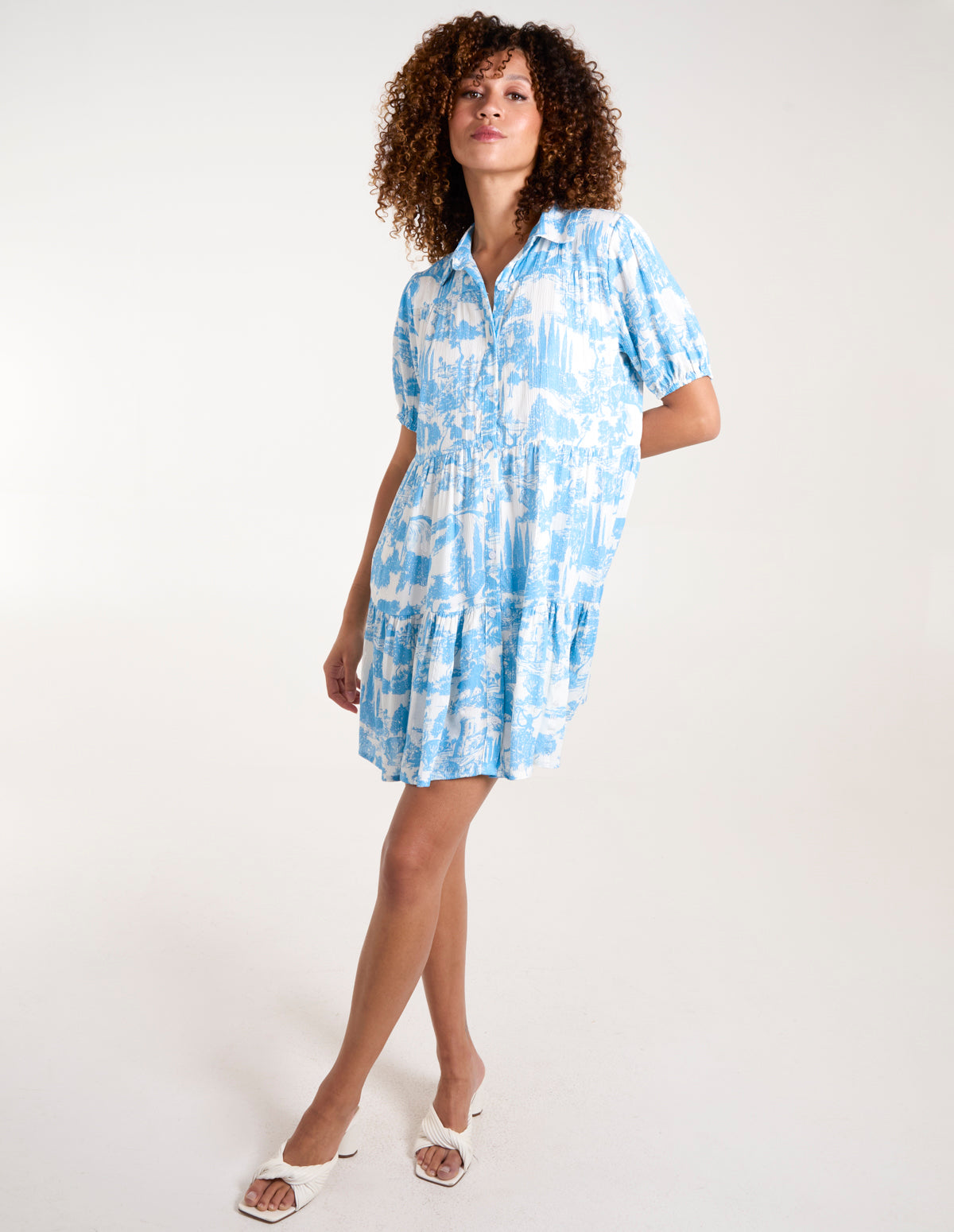 Blue | Mini Smock Chinoiserie Shirt Dress Blue | Mini Smock Chinoiserie Shirt Dress