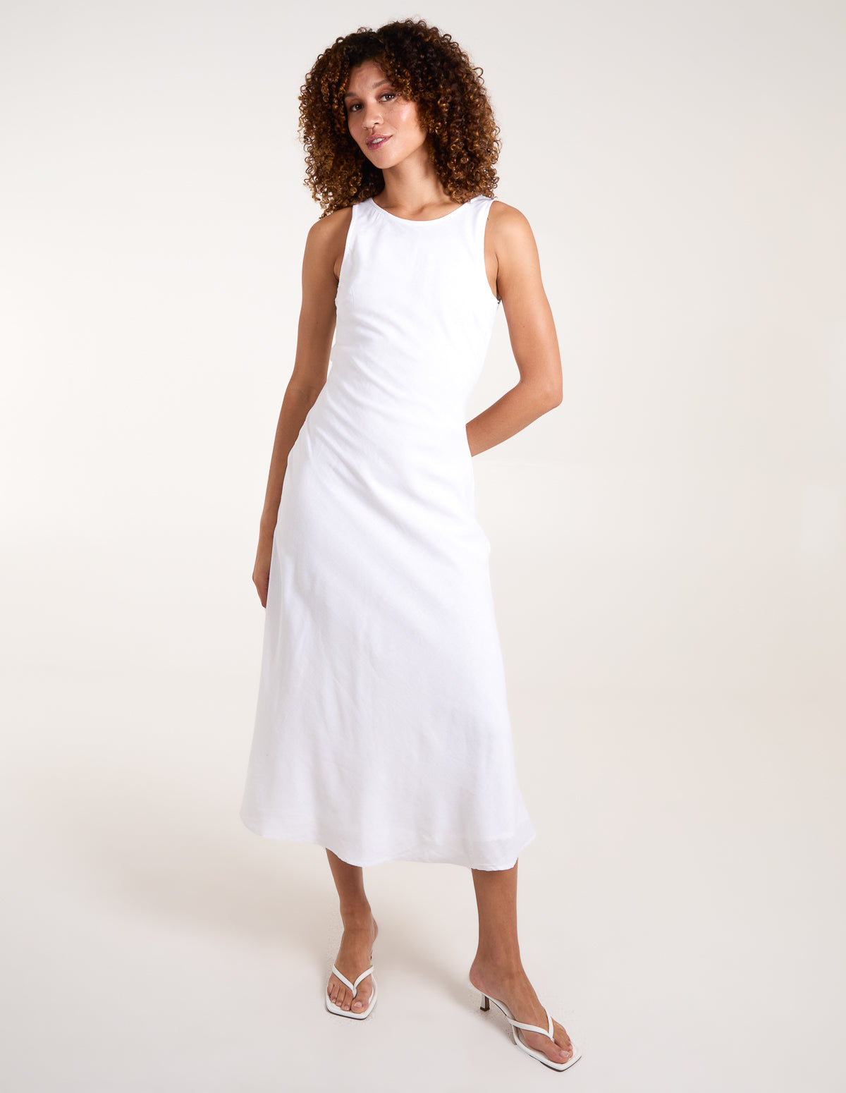 White | Bias Cut Midi Dress | Blue Vanilla White | Bias Cut Midi Dress | Blue Vanilla