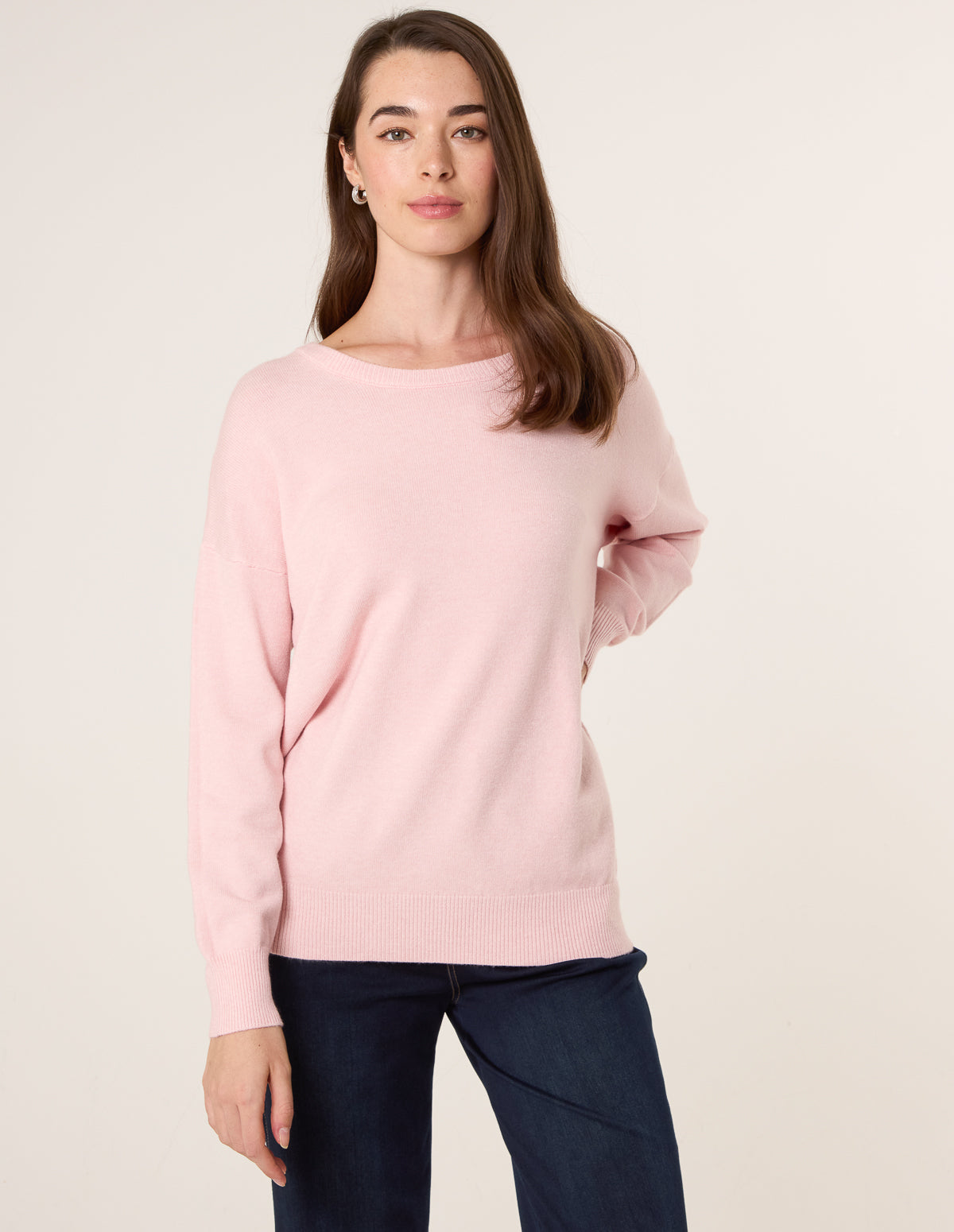 Pink Round Neck Jumper Blue Vanilla
