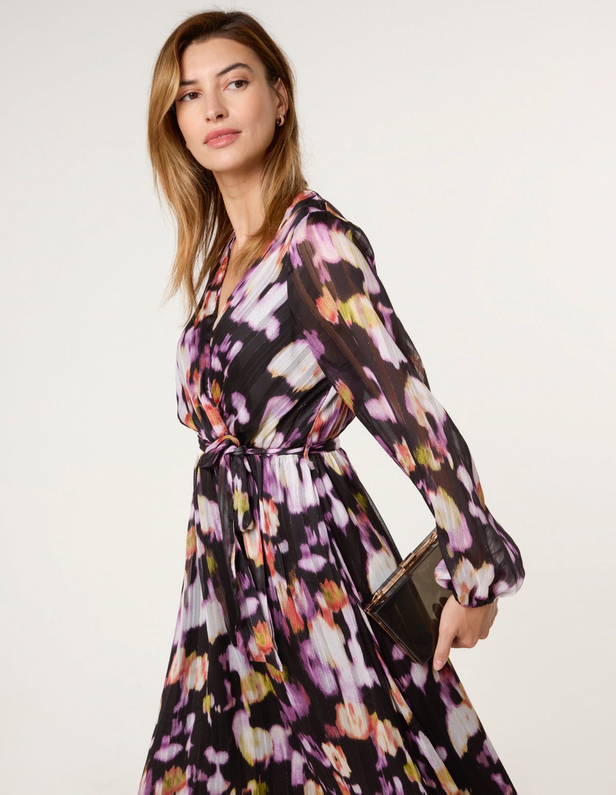 Black | Lurex Watercolour Wrap Maxi Dress | Blue Vanilla Black | Lurex Watercolour Wrap Maxi Dress | Blue Vanilla