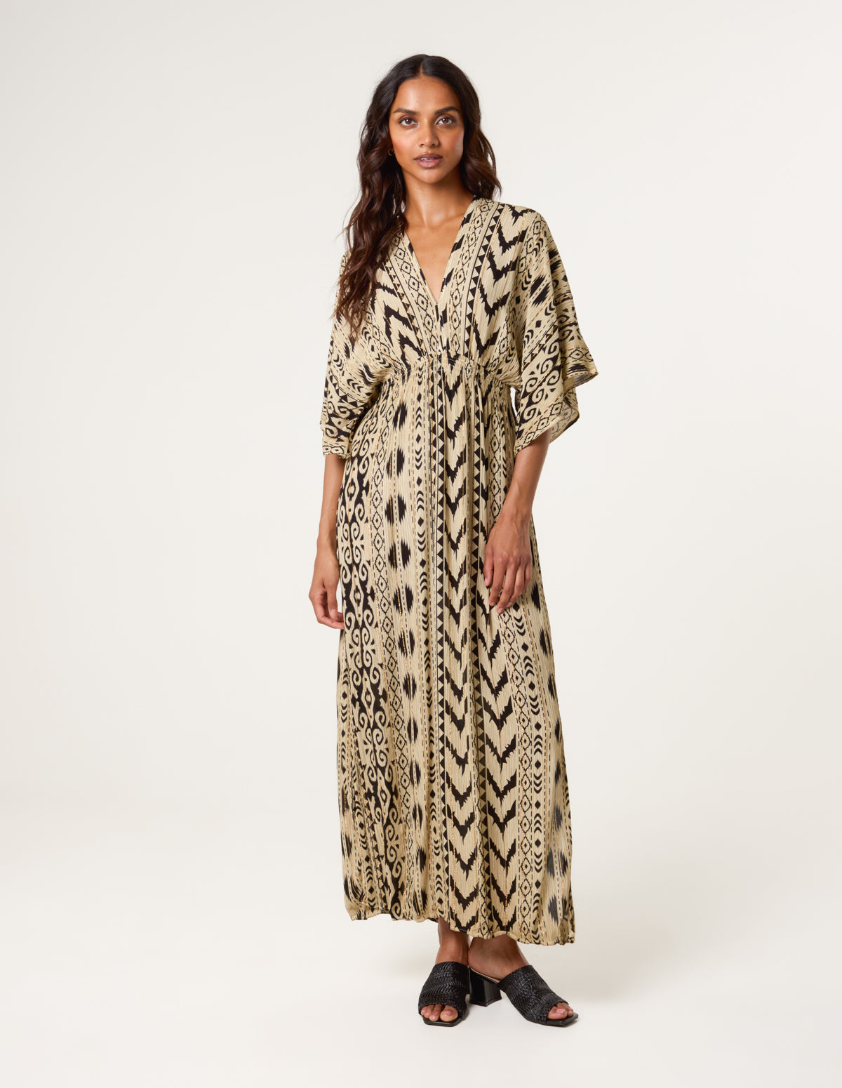 Mocha | Double V Kimono Style Midi Dress | Blue Vanilla Mocha | Double V Kimono Style Midi Dress | Blue Vanilla