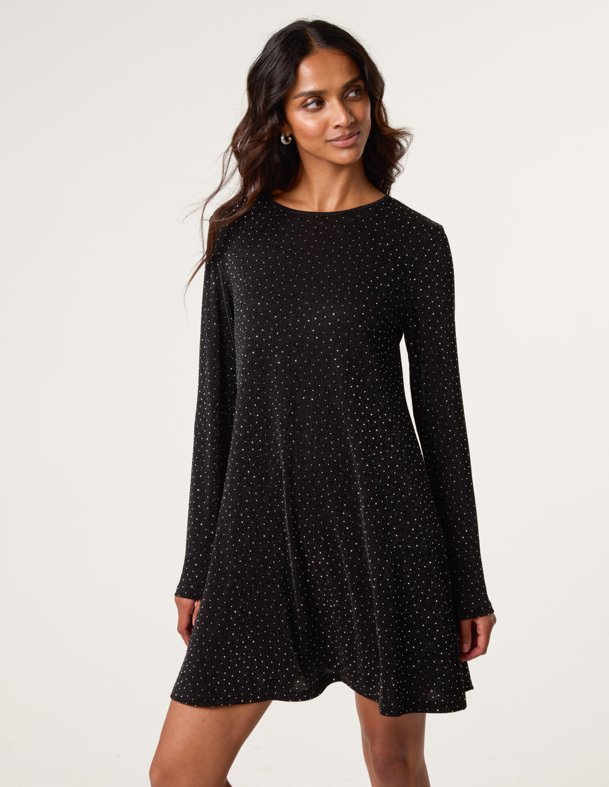 Black | Metallic Diamante Swing Dress