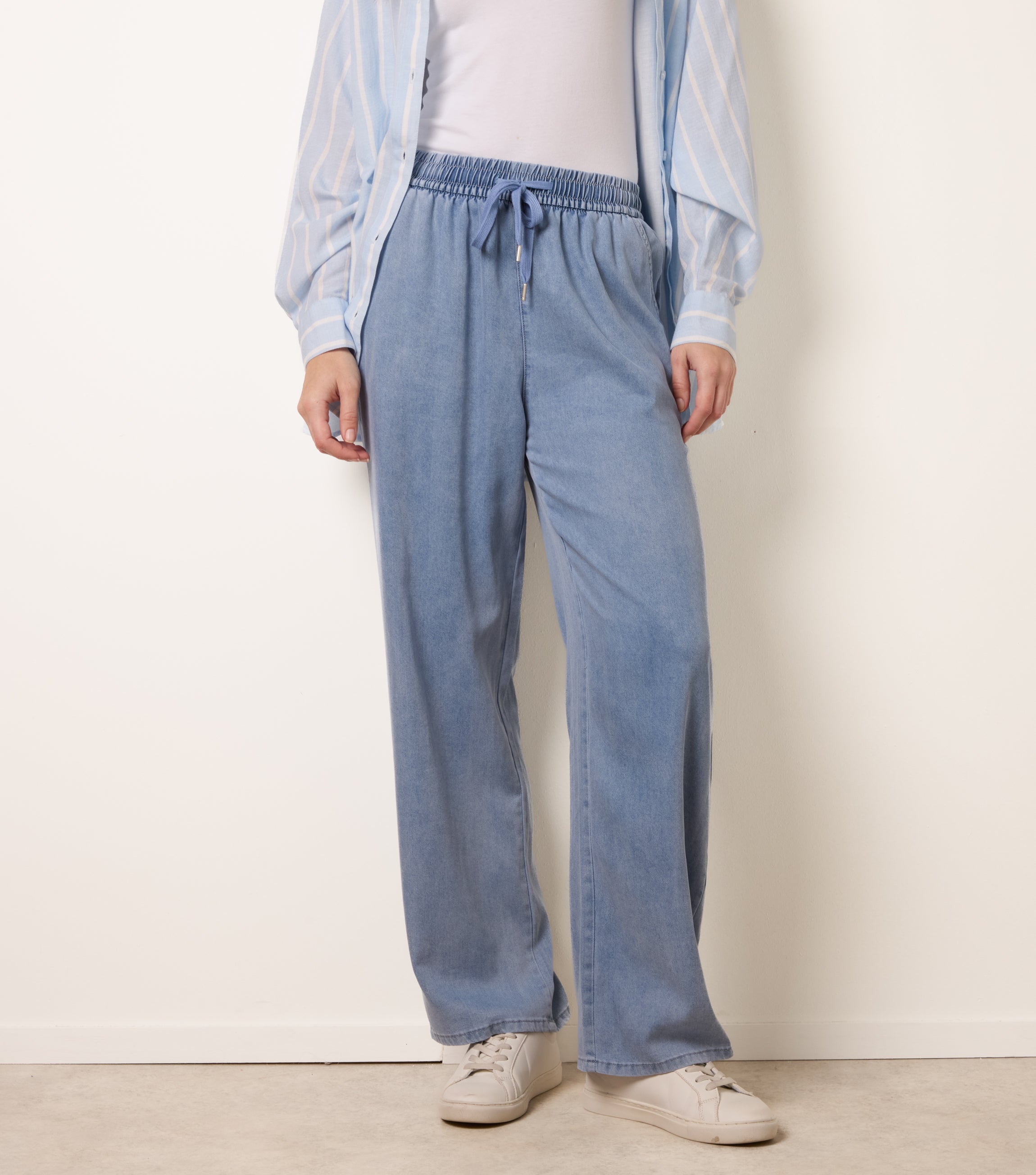 Denim Elasticated Waist Wide Leg Jeans Blue Vanilla denim-elasticated-waist-wide-leg-jeans-blue-vanilla