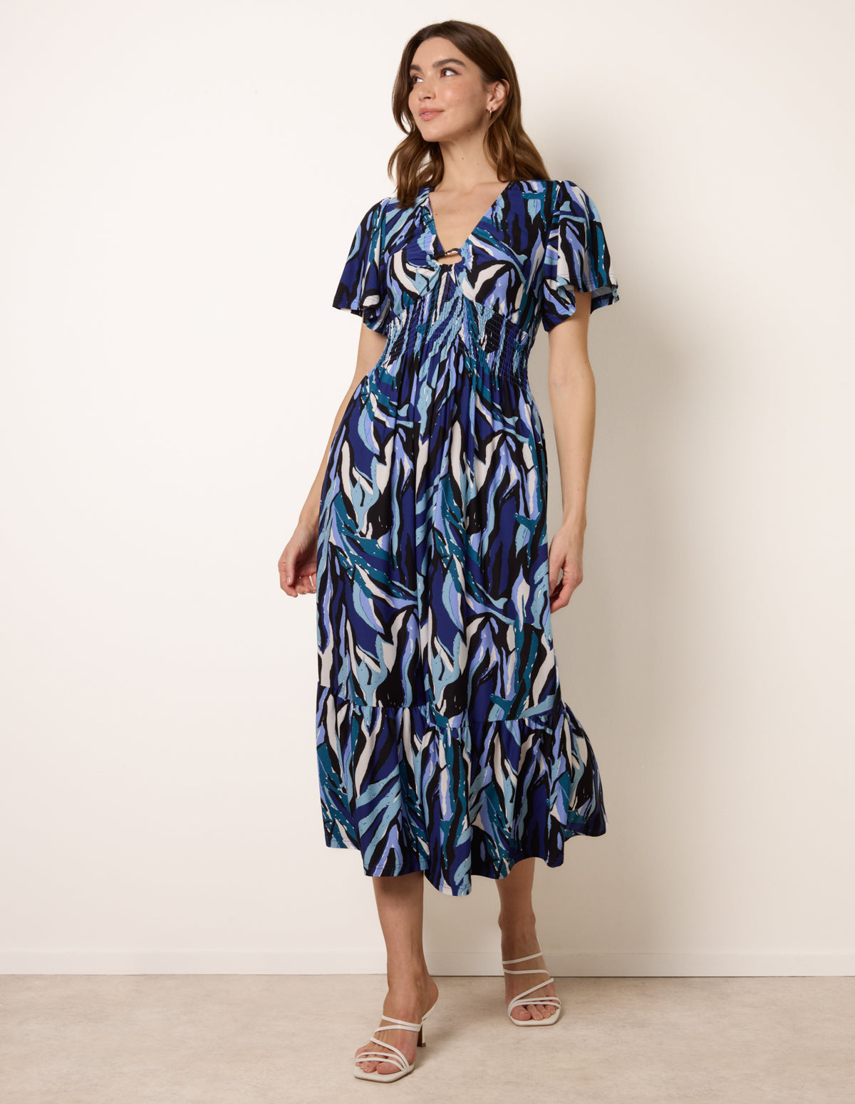 Navy | Ring Detail Printed Dress | Blue Vanilla Navy | Ring Detail Printed Dress | Blue Vanilla