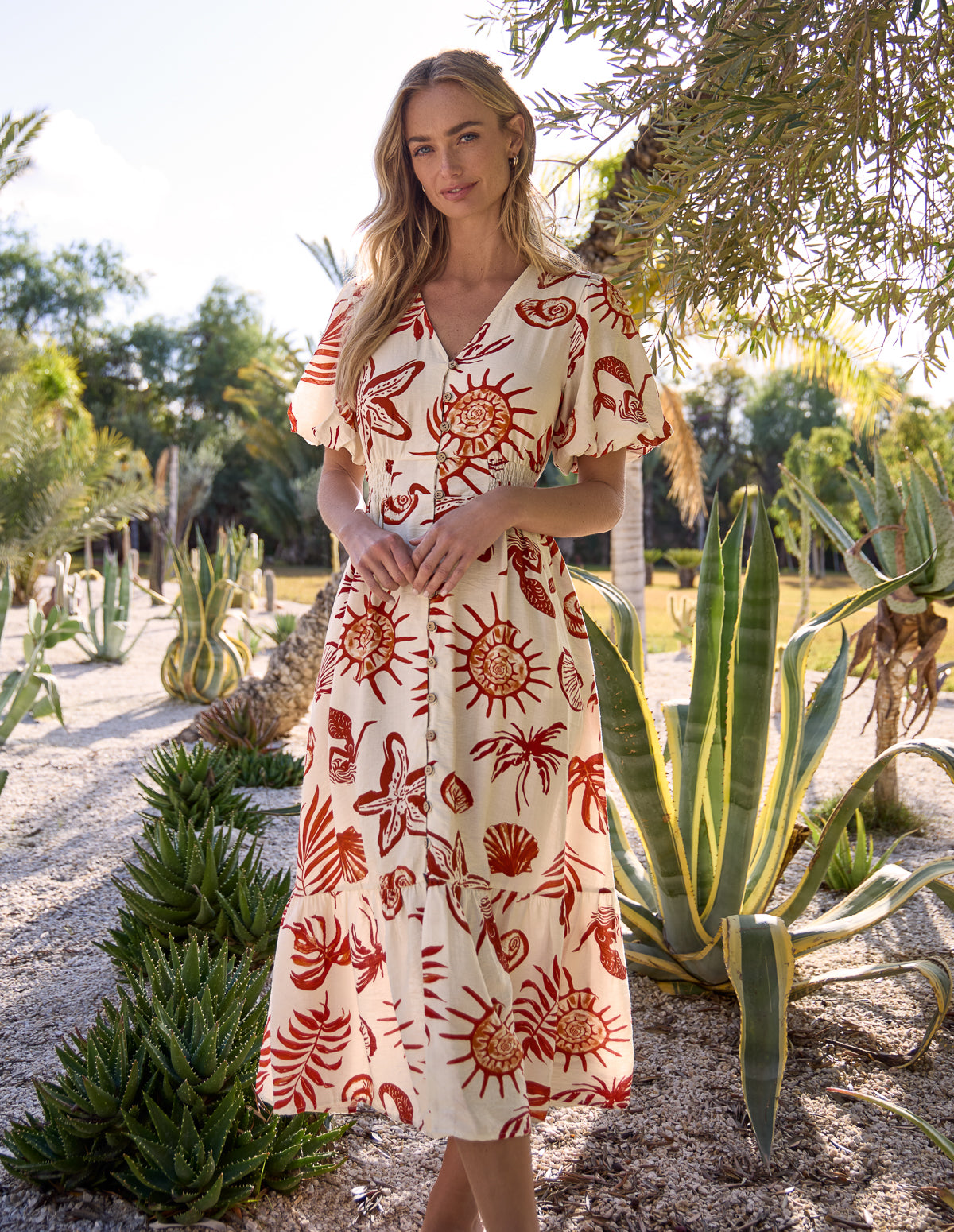 Tropical Button Through Midi Dress Tropical Button Through Midi Dress