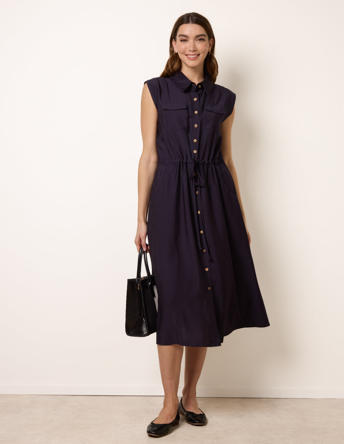 tie waist dress Navy | Utility Tie Waist Dress