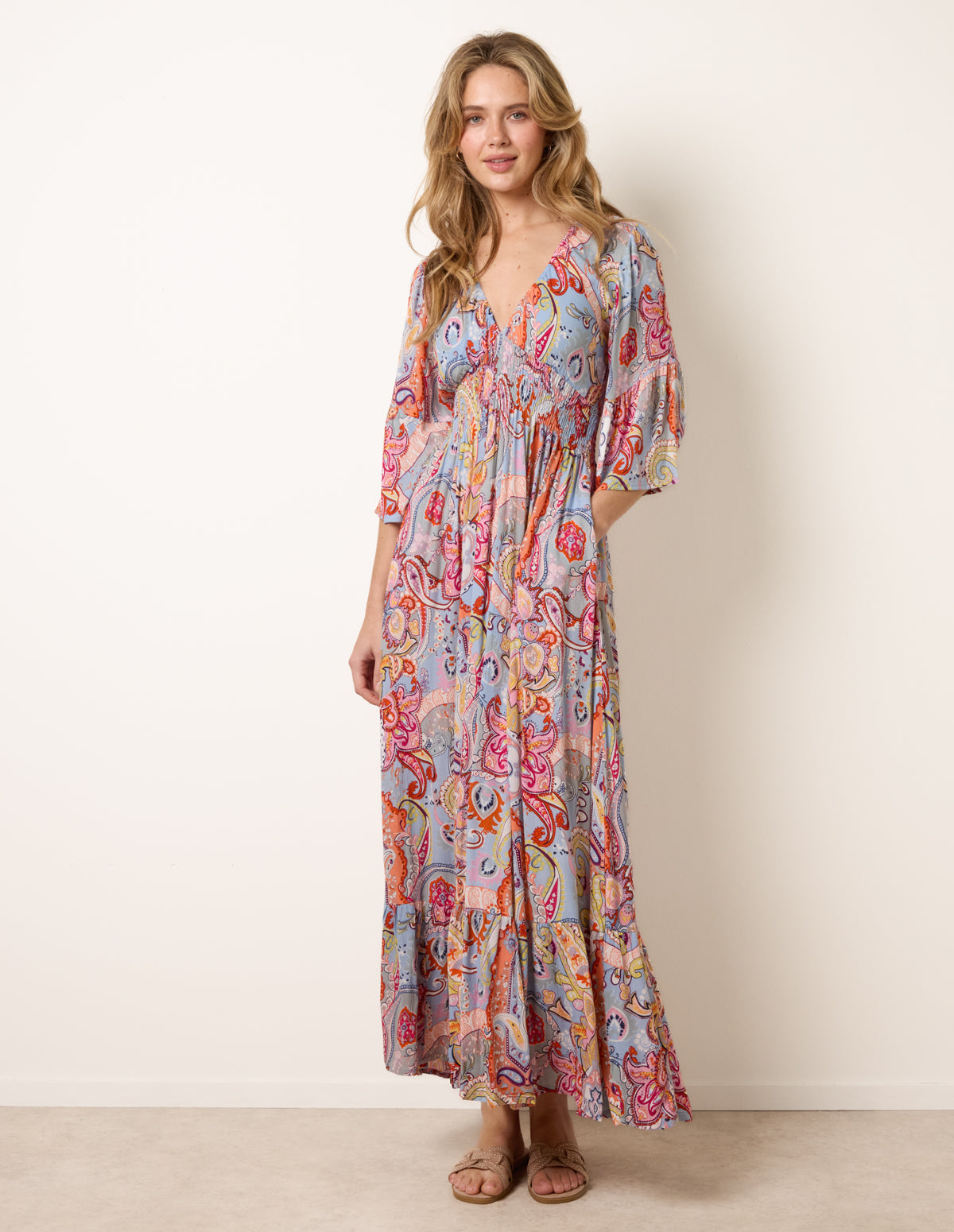 strapless open back dress Multi | V Neck Midi Dress