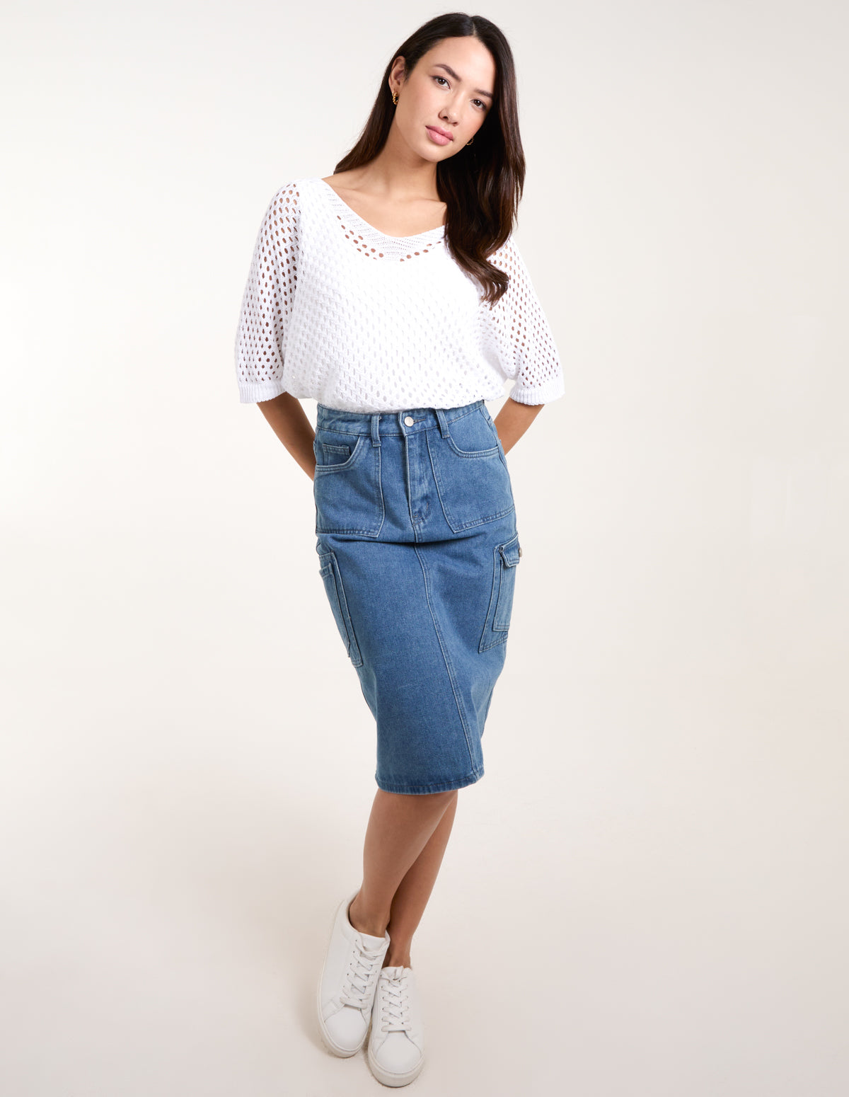 Crochet V Neck Top – Blue Vanilla