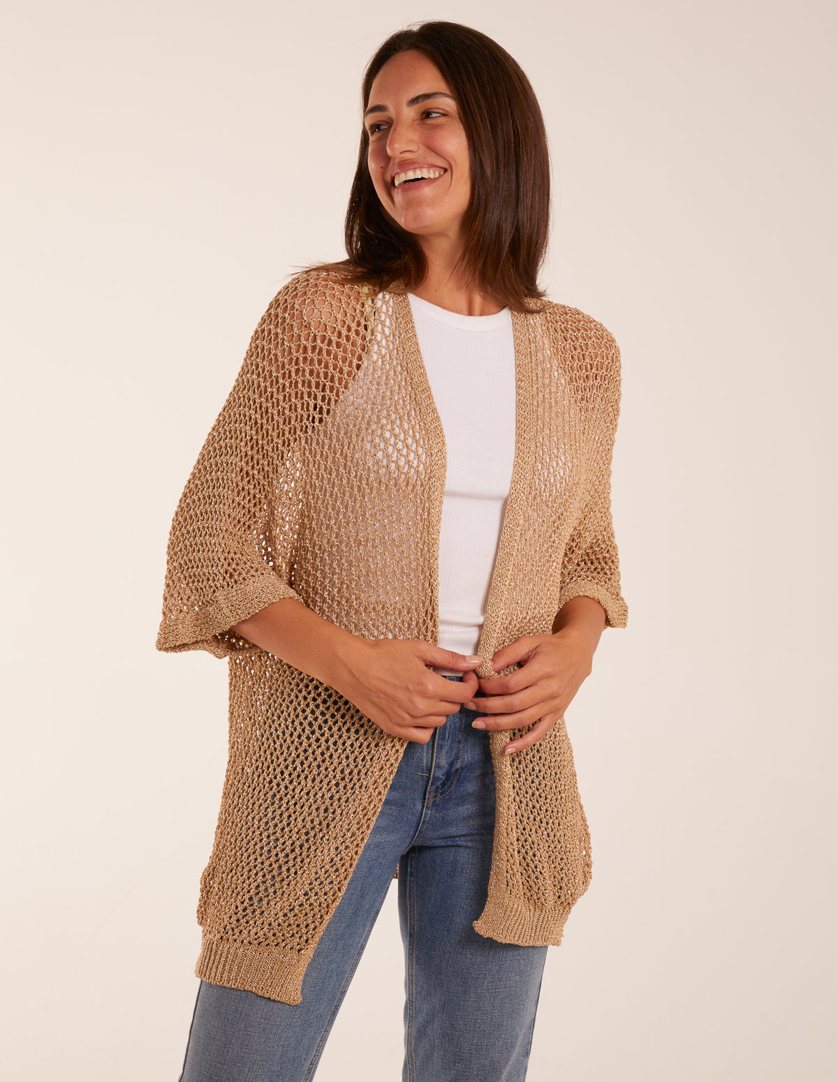 Gold 2025 crochet cardigan