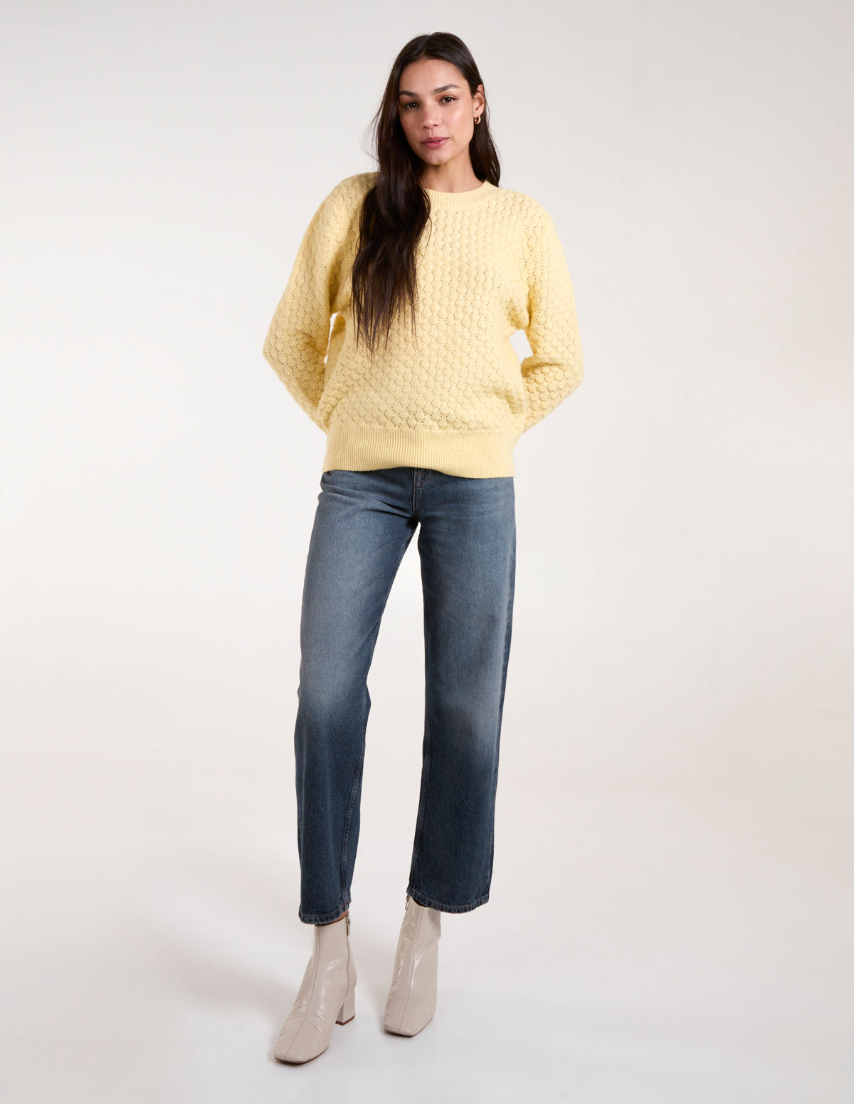 Lemon Textured Knit Jumper Blue Vanilla