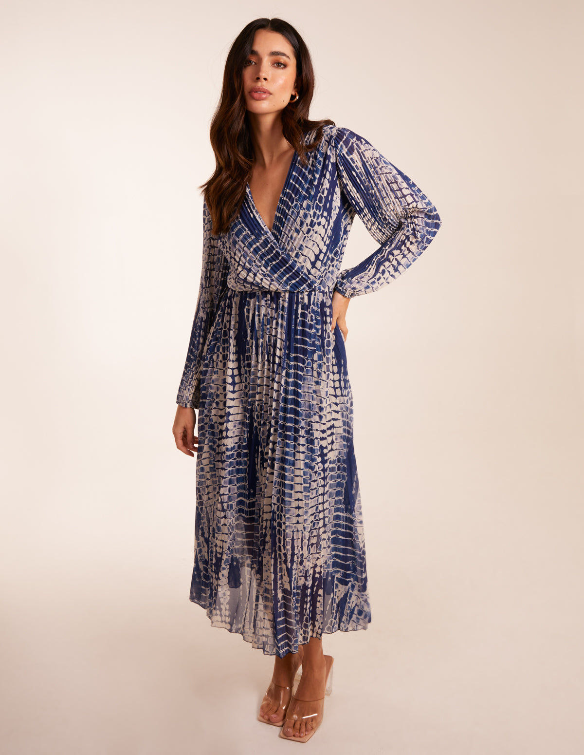 blue vanilla dresses Navy | Pleated Abstract Snake Print Wrap Dress blue hair, big boobs, arizona boutique Size:US:6-8