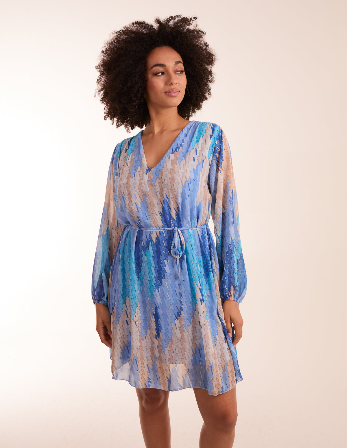 Zig Zag Printed Belted Dress Zig Zag Printed Belted Dress