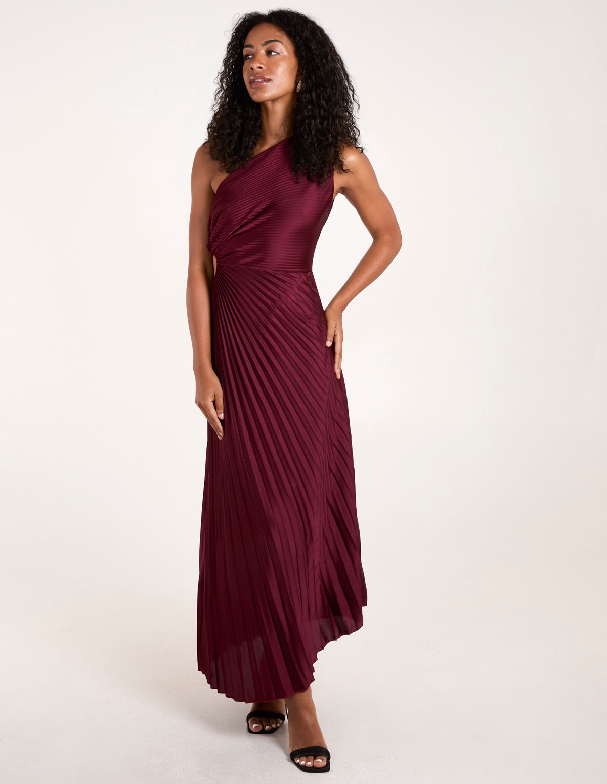 Wine | One Shoulder Pleated Dress | Blue Vanilla Wine | One Shoulder Pleated Dress | Blue Vanilla