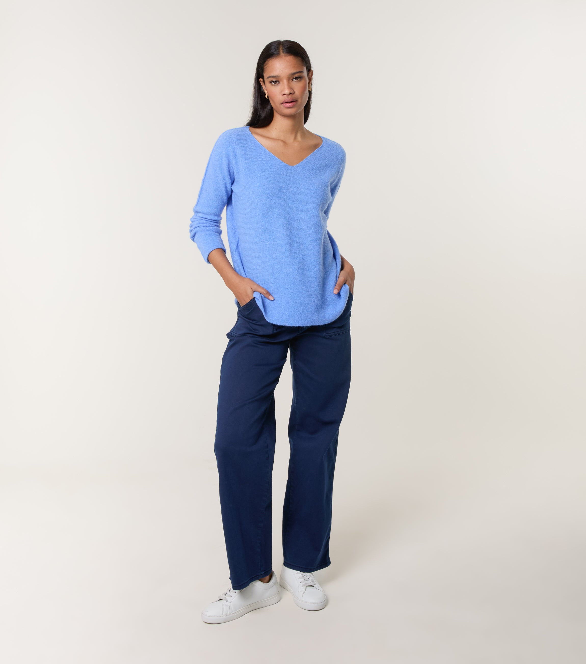 Denim Soft Touch V-Neck Jumper Blue Vanilla