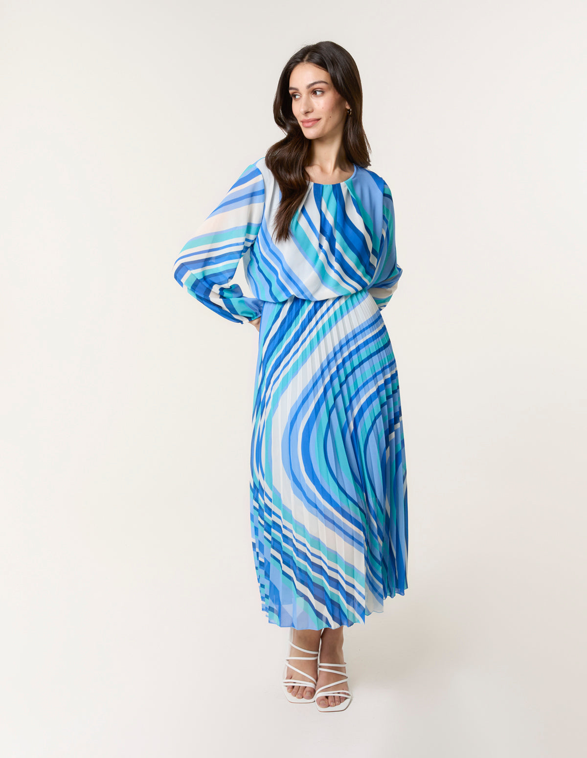 blue vanilla dresses Eshal Blue Vanilla Floral Dress Blue Vanilla Pleated Dress Maxi Dresses Floor Length Long Dresses