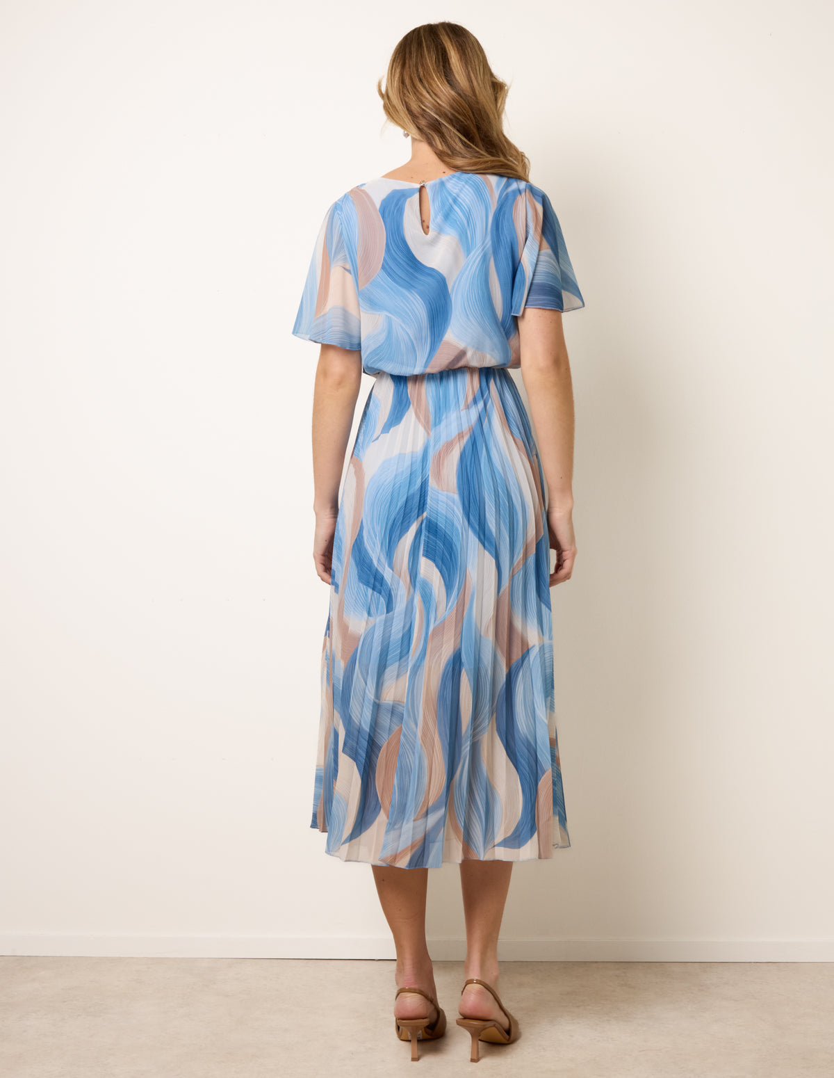 blue vanilla dress Danuwa Layered Sleeveless Dress in Blue Vanilla Marrone Stripes Des Kohan