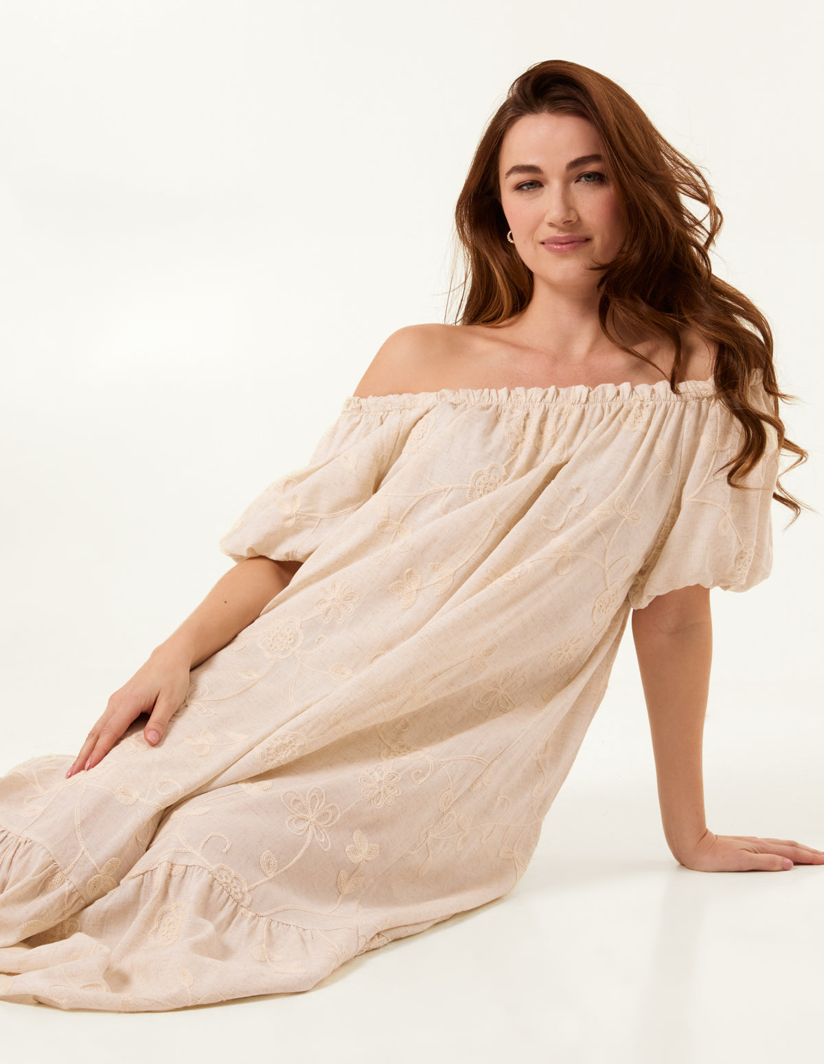 Off-Shoulder Bardot Ruffle Dress Off-Shoulder Bardot Ruffle Dress