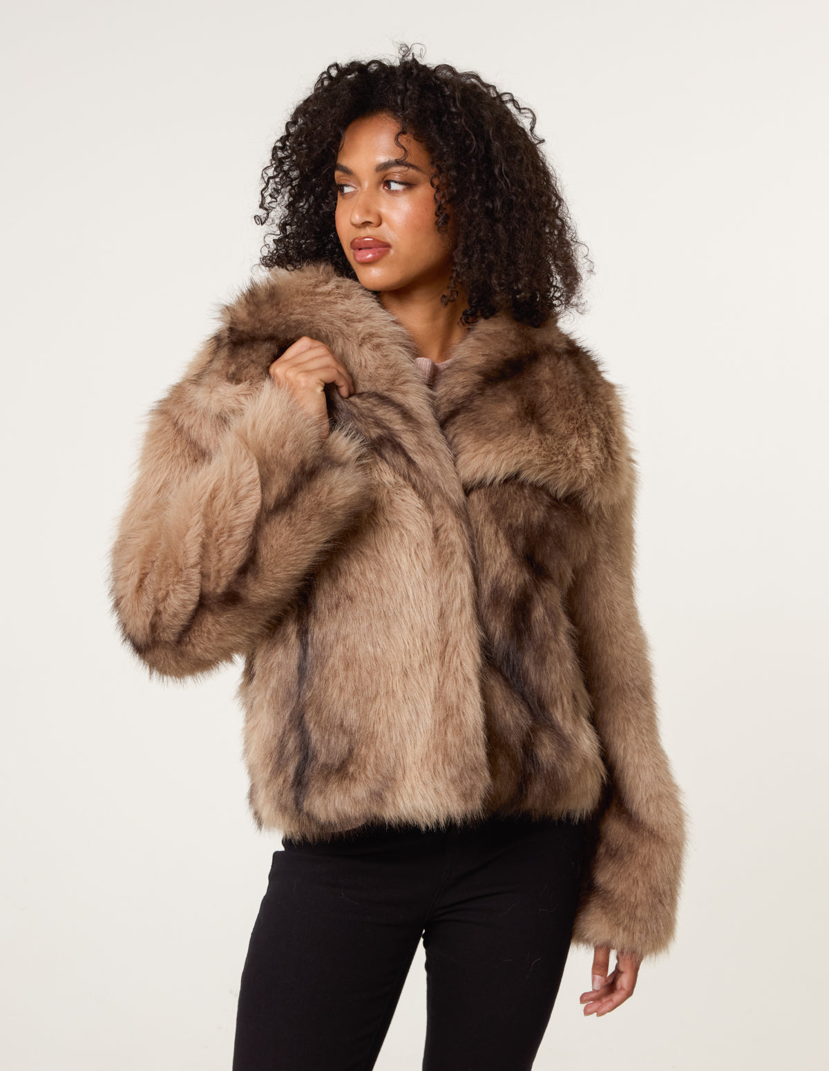 Mocha Faux Fur Coat Blue Vanilla