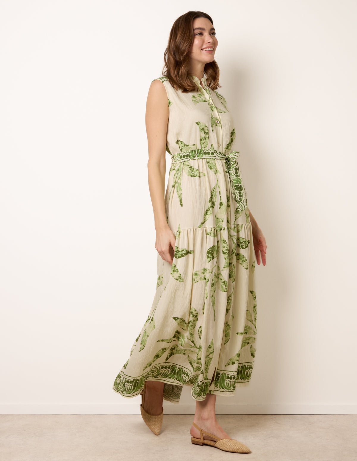 green leaf print shirt dress The Empower Shirt Dress main image 1