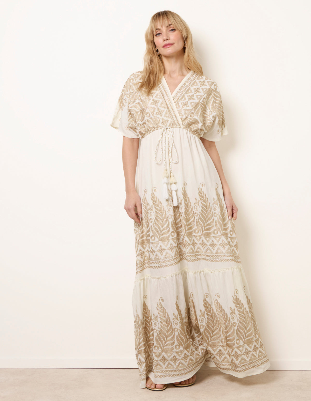 White | Metallic Embroidered Maxi Dress | Blue Vanilla White | Metallic Embroidered Maxi Dress | Blue Vanilla