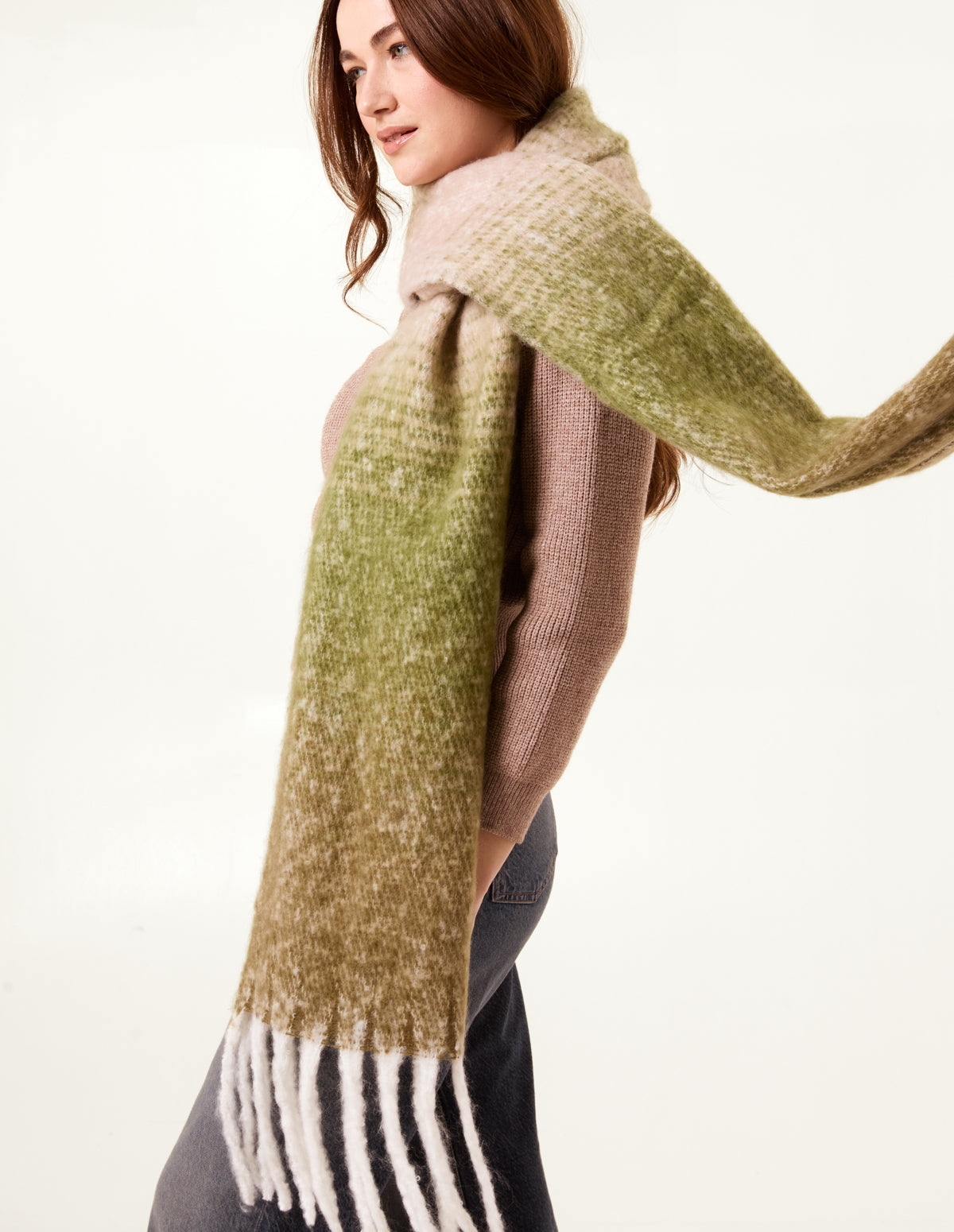 Green Ombré Brushed Scarf Blue Vanilla