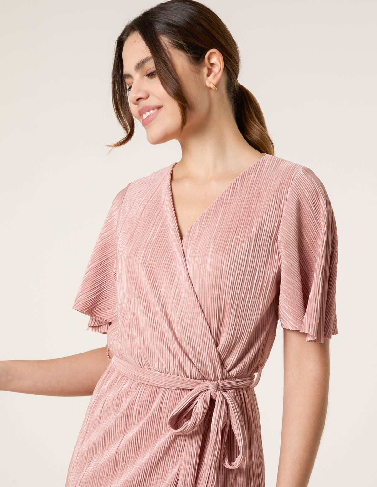 Plisse Wrap Over Midi Dress Plisse Wrap Over Midi Dress