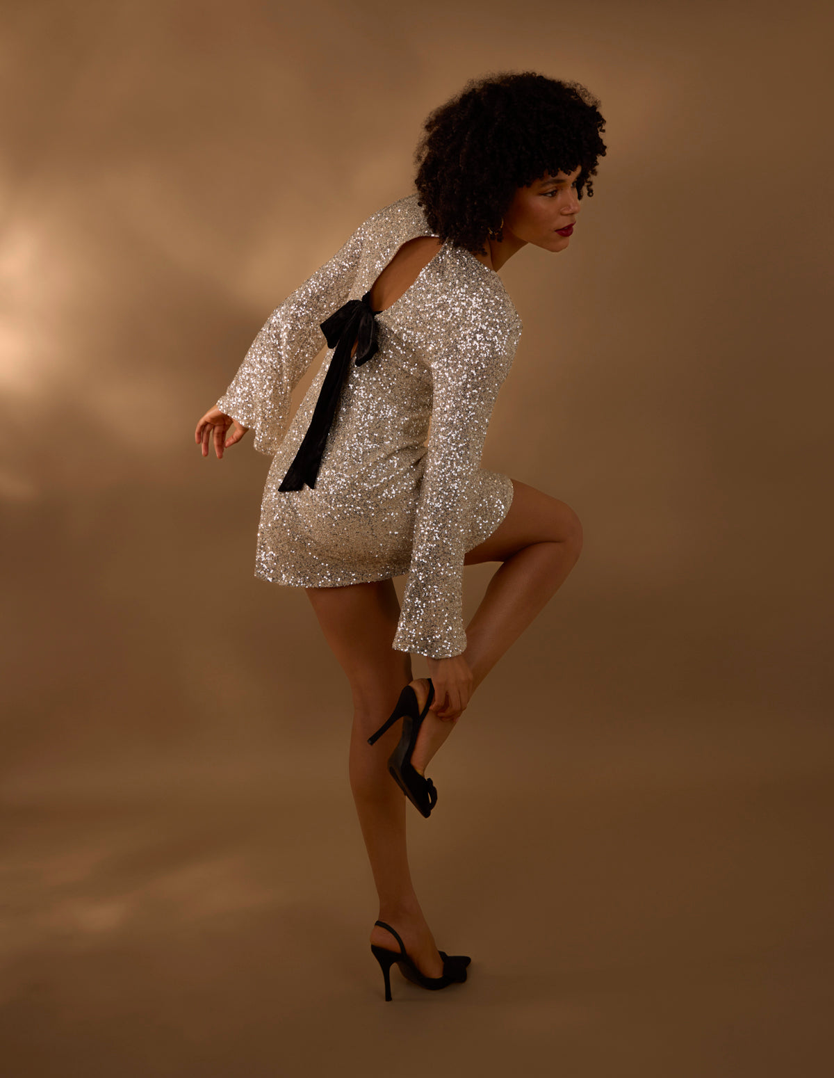 Luxe Bow Back Sequin Shift Dress - Main Image